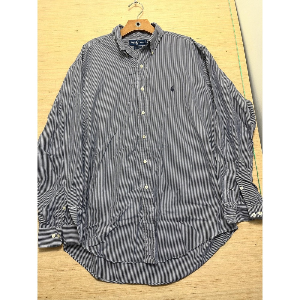 Ralph Lauren Shirt Mens 16 34/35 Yarmouth Button Down Classic Fit Dress Striped